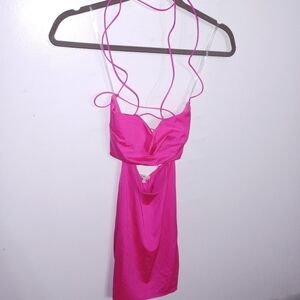 Charlotte Russe Hot Pink Strappy Cutout Mini Dress